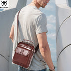 BULLCAPTAIN Herren Leder Schultertasche – Bolso bandolera retro multifuncional para tableta de 7,9"