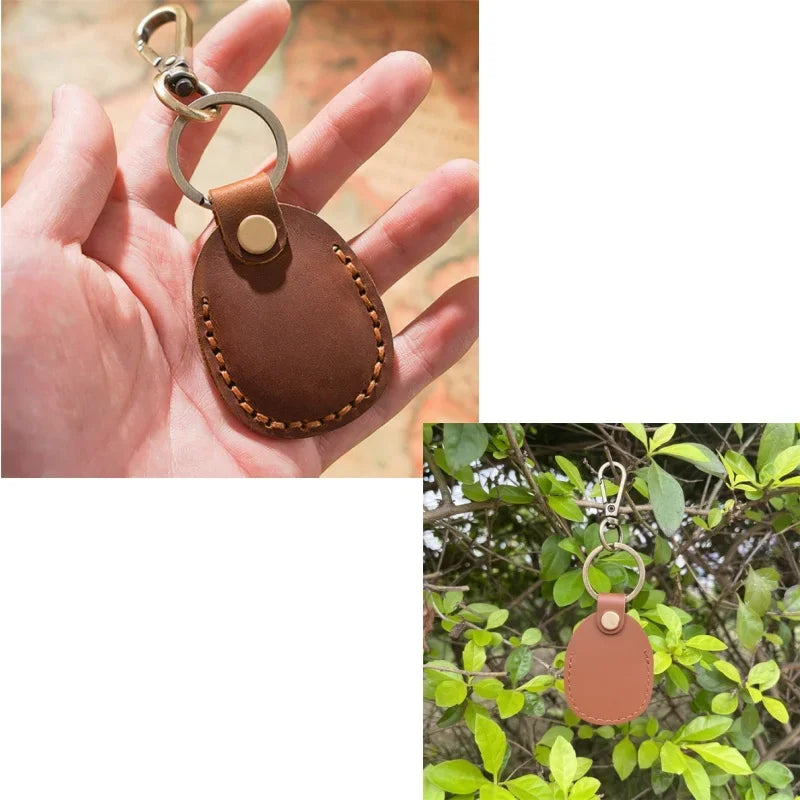 Retro AirTag Schutzhülle aus PU-Leder mit Schlüsselring – Hochwertiges Case für Apple AirTag, stoßfest & kratzgeschützt