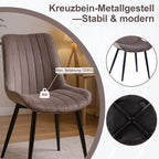 HOMAVO YZ1 Esszimmerstühle 2er-Set – Moderne Design-Stühle aus Samt oder PU-Leder mit Rückenlehne & Metallgestell für Küche, Wohn- & Arbeitsbereich