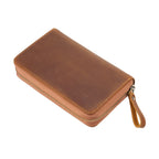 Echte Leder Füllfederhalter-Mappe mit Reißverschluss – Stifteetui mit 10 Fächern & großer Kapazität für Büro & Schule