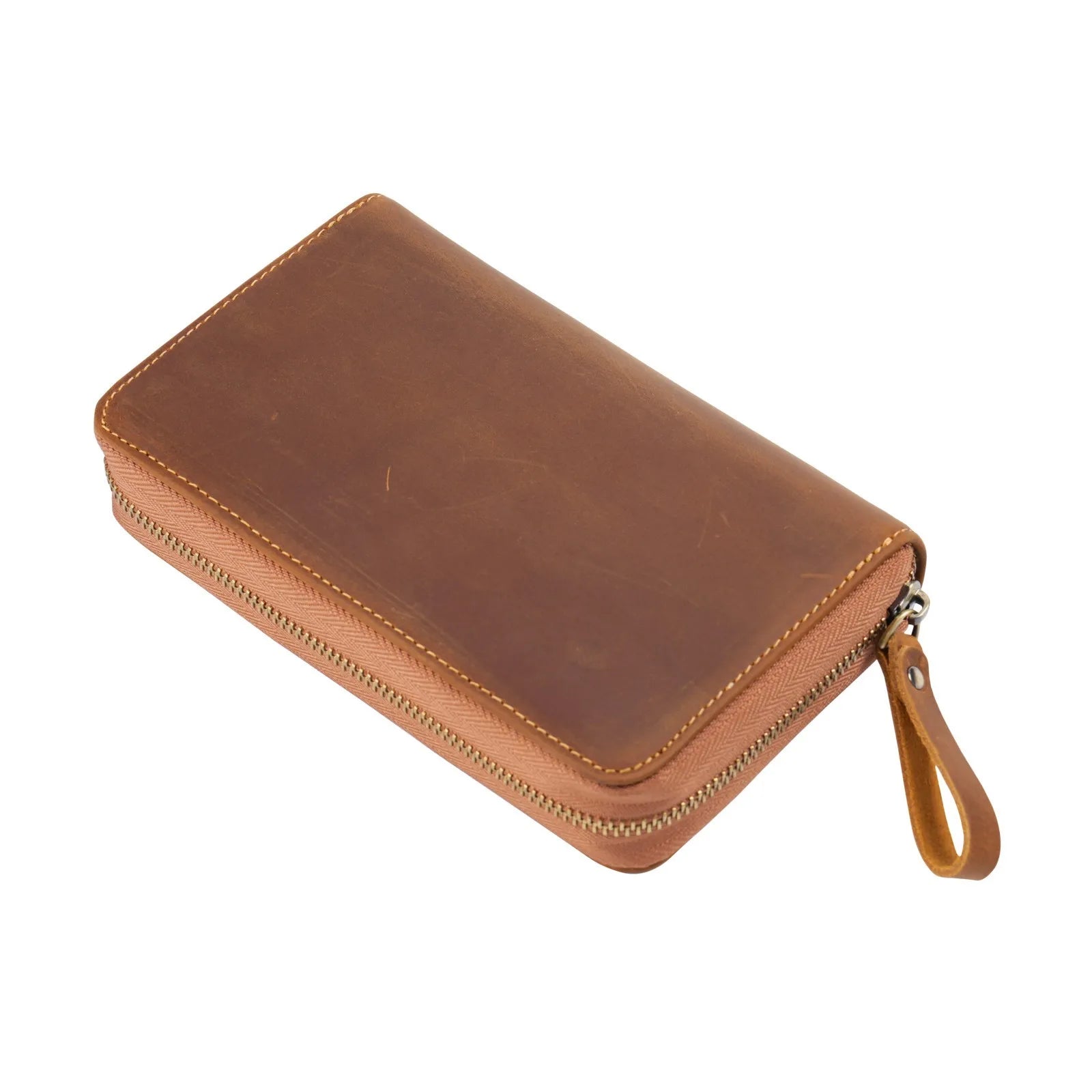 Echte Leder Füllfederhalter-Mappe mit Reißverschluss – Stifteetui mit 10 Fächern & großer Kapazität für Büro & Schule