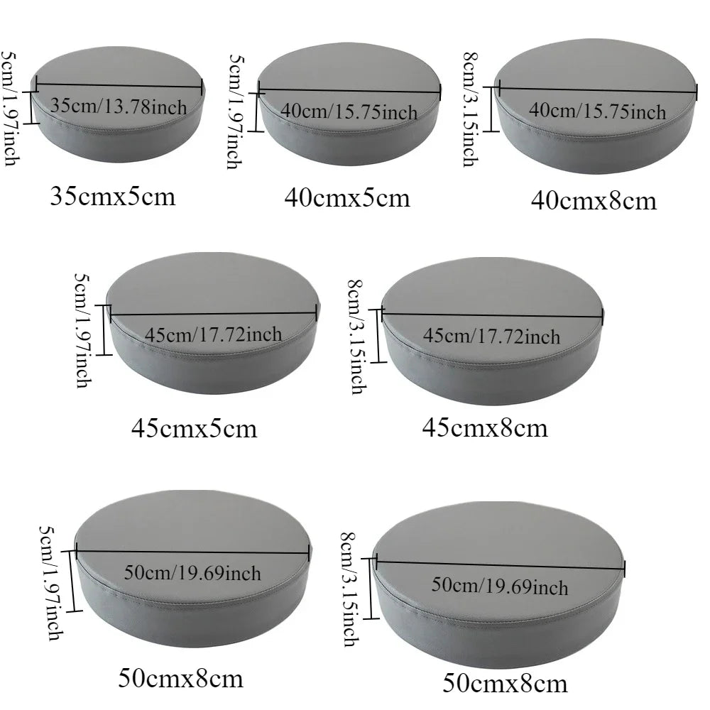 Rundes Sitzkissen aus Kunstleder – Wasserdichtes 35D Hochelastic-Schaum Sitzpolster für Stuhl, Sofa & Boden