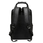 FENGDONG Schwarzer Business PU Leder Rucksack – Wasserdichter Laptop Rucksack 15,6 Zoll für Arbeit, Schule & Alltag
