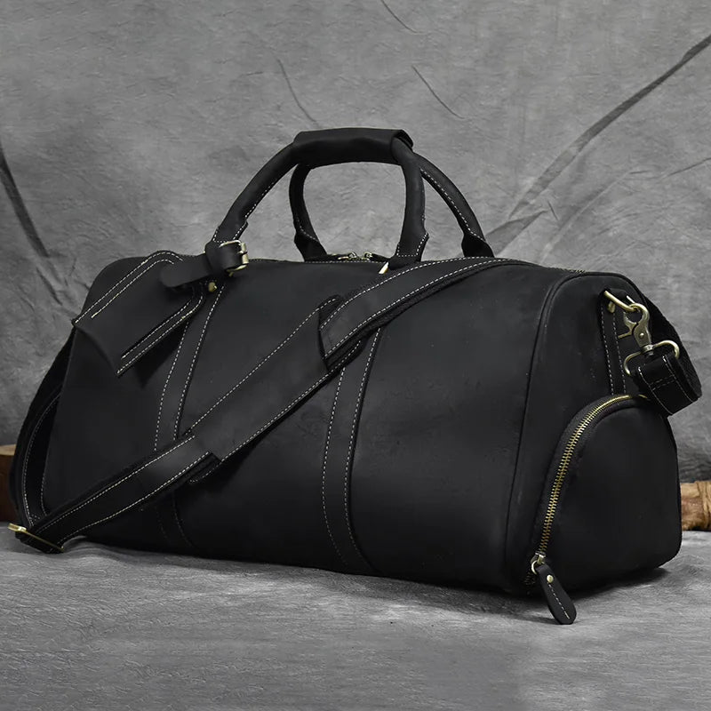 LUUFAN Bolsos de cuero para hombre con bolso de cuero vintage – Bolso de lona Vintage Crazy Horse grande con bolso de mano, bolso de negocios y de fin de semana 