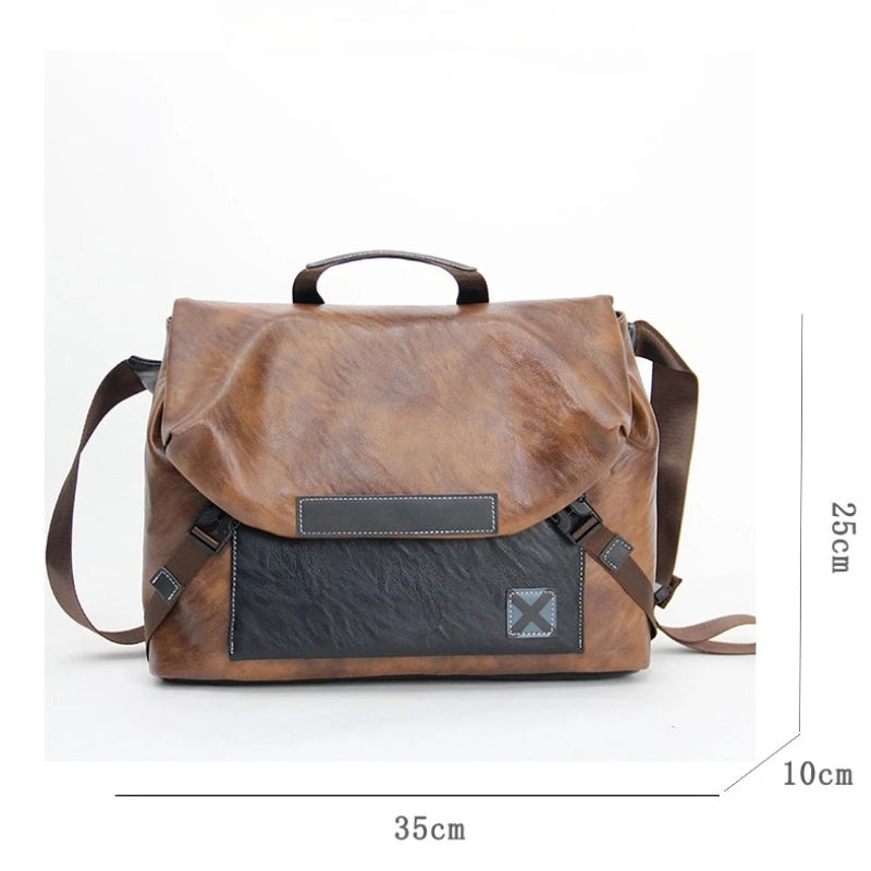 Vintage PU-Leder Herren Messenger Bag – Retro Crossbody, Laptop Briefcase & Schultertasche