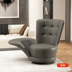 Moderner drehbarer Ledersessel in Schwarz – Übergroßer Relax-Wohnzimmerstuhl mit Armlehnen, lujoso sillón de diseño nórdico