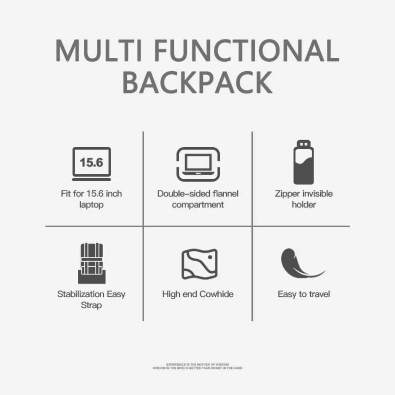 BOPAI Business Leder Rucksack Herren – Luxus Laptop Rucksack 15,6 Zoll mit Diebstahlschutz & USB-Ladefunktion