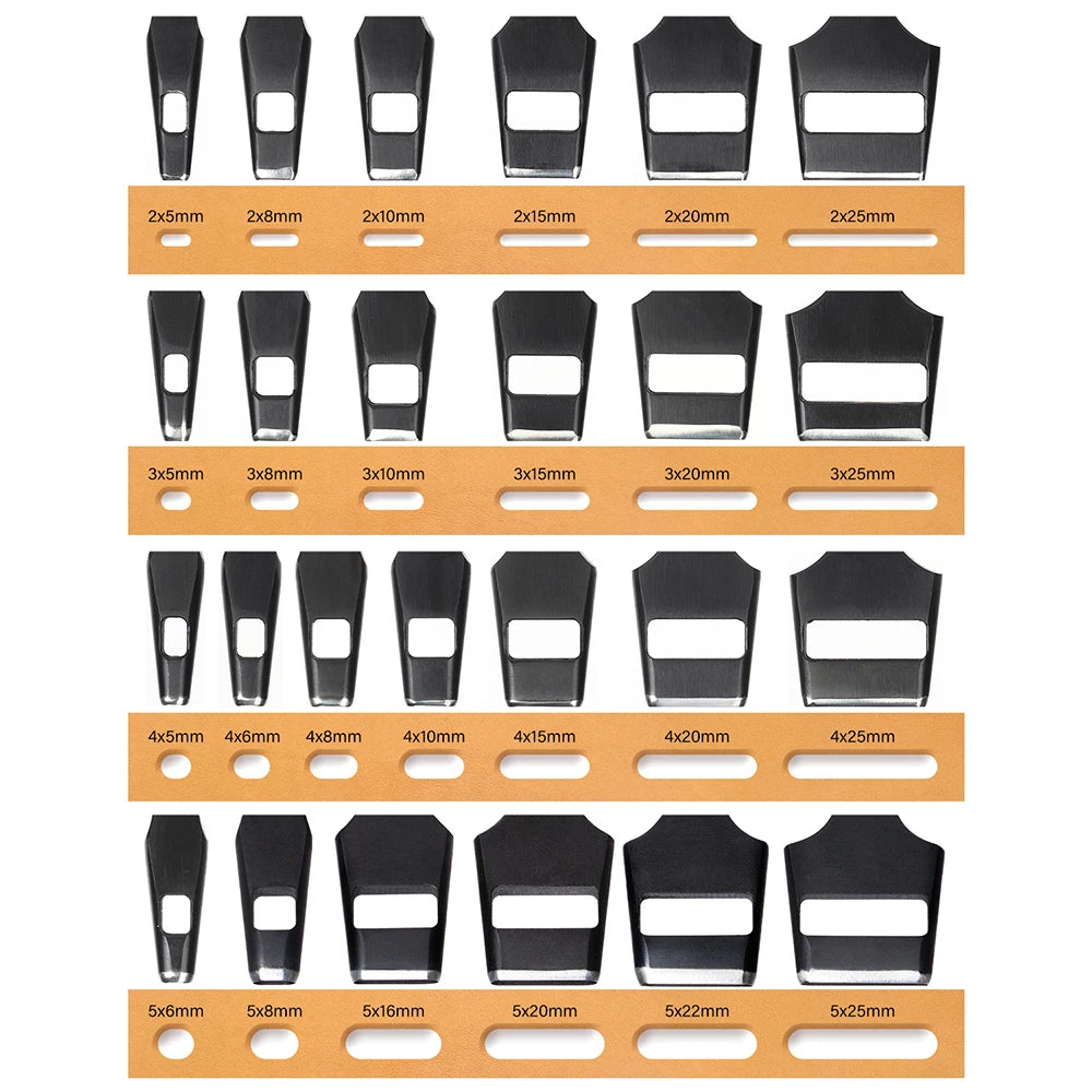 WUTA Ovaler Lederloch Stanzer – Schwerlast Oblong Punch aus Edelstahl für Gürtel, Riemen & Uhrenarmbänder (25 Größen)