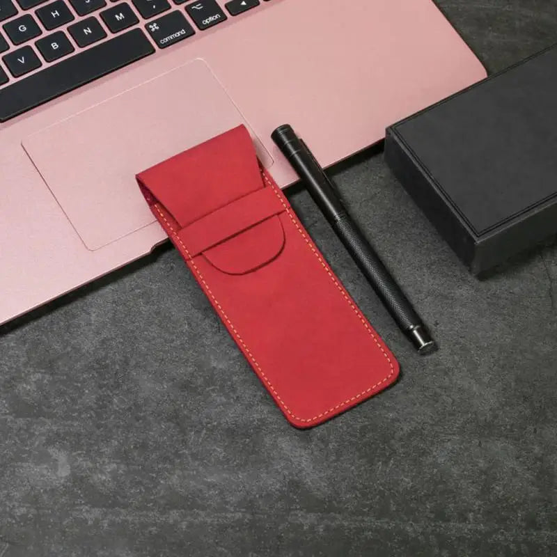 Vintage Leder Optik Stifteetui – Estuche para bolígrafos compacto para escuela, oficina y negocios | Mini Schreibwaren Organizer para mujeres y hombres 