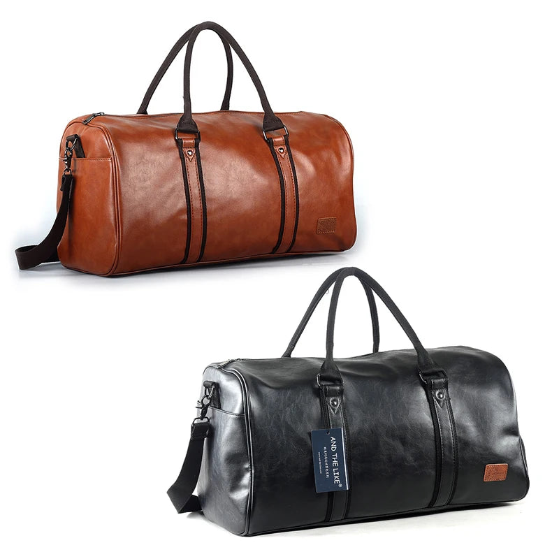 PU-Leder Herren Fitness- & Reisetasche – Große Gym Duffle Bag mit Schuhfach, Outdoor & Travel Schultertasche