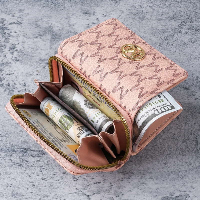 Damen Kurzgeldbörse – PU-Leder Wallet mit Cartoon-Print, Münzfach & Multi-Kartenfächern