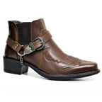 GPBD Herren Vintage Cowboy Boots 2024 – Bottes de moto montantes faites à la main avec chaussures, bottes de moto et de loisirs d'inspiration punk