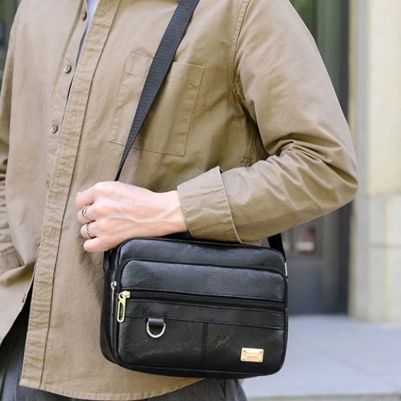 Herren PU-Leder Crossbody &amp; Schultertasche: bolso bandolera de negocios, riñonera y bolso de moda