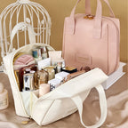 PU Kosmetiktasche mit Griff – Wasserdichte Make-up &amp; Kulturbeutel, multifuncional, leicht &amp; kompakt