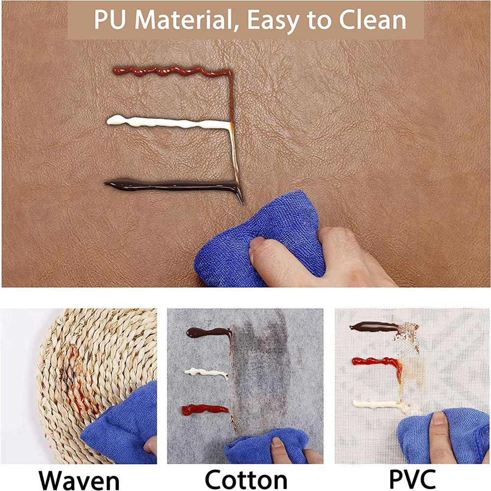 PU-Leder Tischsets in gewaschener Rindsleder-Optik – Hitzebeständige, wasserdichte & abwischbare Platzmatten für Küche & Party