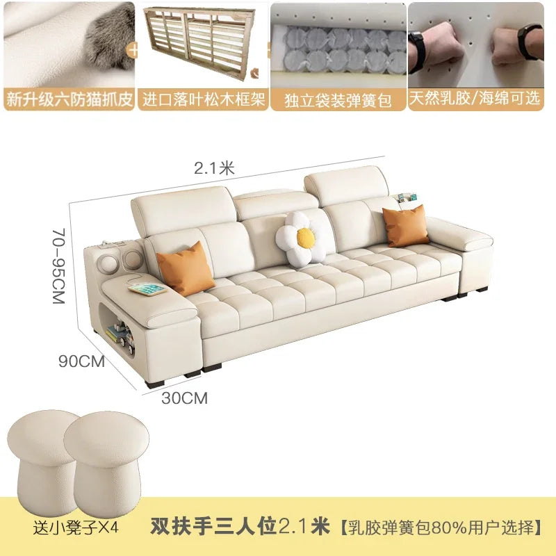 Modernes modulares Ledersofa – Ausziehbares, wasserdichtes L-förmiges Ecksofa mit Armlehne, Schlaffunktion &amp; Stauraum