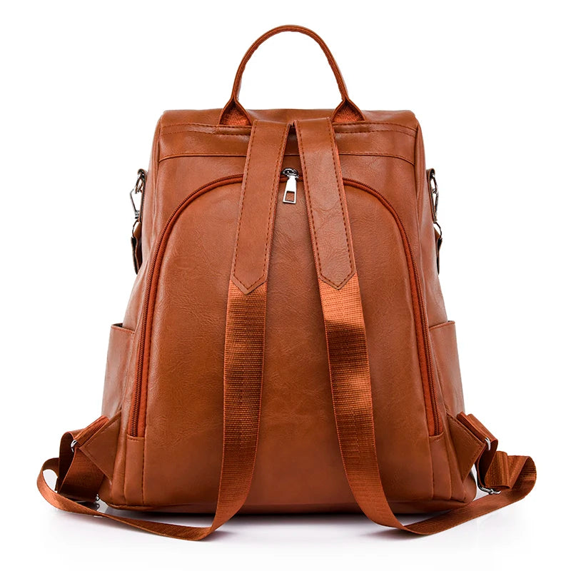 KMFFLY Damen Lederlook Rucksack Vintage – Hochwertiger Anti-Diebstahl Rucksack für Schule, Freizeit & Reisen, stilvolle Schultertasche für Frauen