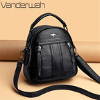 VANDERWAH 4-in-1 Damen Leder-Rucksack – Multifunktionale Schultertasche, kleiner Fashion Rucksack & Messenger Bag