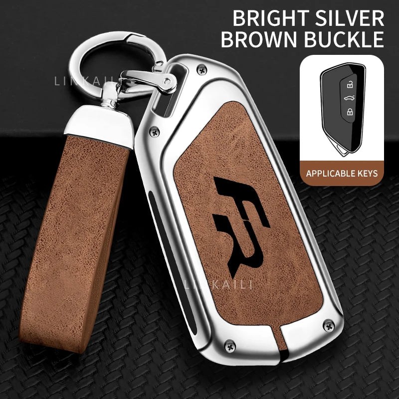 Premium Autoschlüssel Hülle aus Zinklegierung & Leder für SEAT – High-End Key Case Cover für Ateca, Leon FR 2 & Ibiza