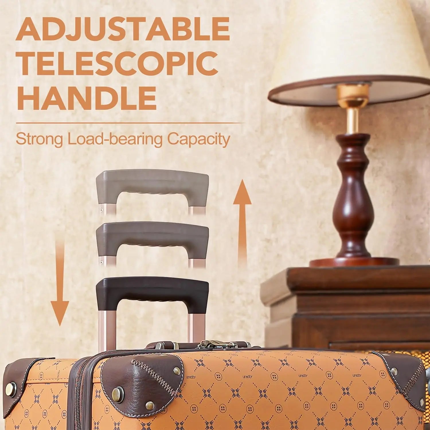 Urecity 3-teiliges Vintage PU-Leder Rolling Luggage Set – 20/24/28 Zoll Trolley Koffer mit Handtasche für Damen & Herren