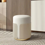 Runder Leder Sitzhocker – Kleiner niedriger Sofa- & Beistellhocker für Wohnzimmer, Lounge & Kaffeebereich