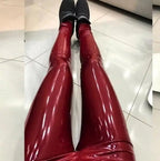 Damen PU Leder Leggings High Waist – Elastisch, figurformend & sportlich, Lederlook Leggings in großen Größen für Sommer & Alltag