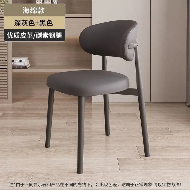 Italienischer Polster-Esszimmerstuhl aus Leder – Moderner Küchenstuhl mit Rückenlehne, High-Density Schaum & stabilem Eisenrahmen im nordischen Design