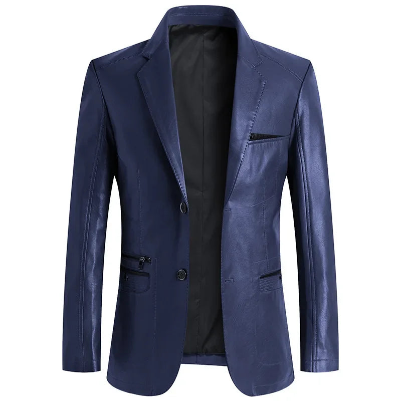 Herren PU Lederjacke Slim Fit – Business Casual Lederblazer mit Umlegekragen, elegante Motorrad- &amp; Freizeitjacke in Wildleder-Optik für Herbst &amp; Winter (talla grande) 