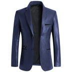 Herren PU Lederjacke Slim Fit – Business Casual Lederblazer mit Umlegekragen, elegante Motorrad- &amp; Freizeitjacke in Wildleder-Optik für Herbst &amp; Winter (talla grande) 