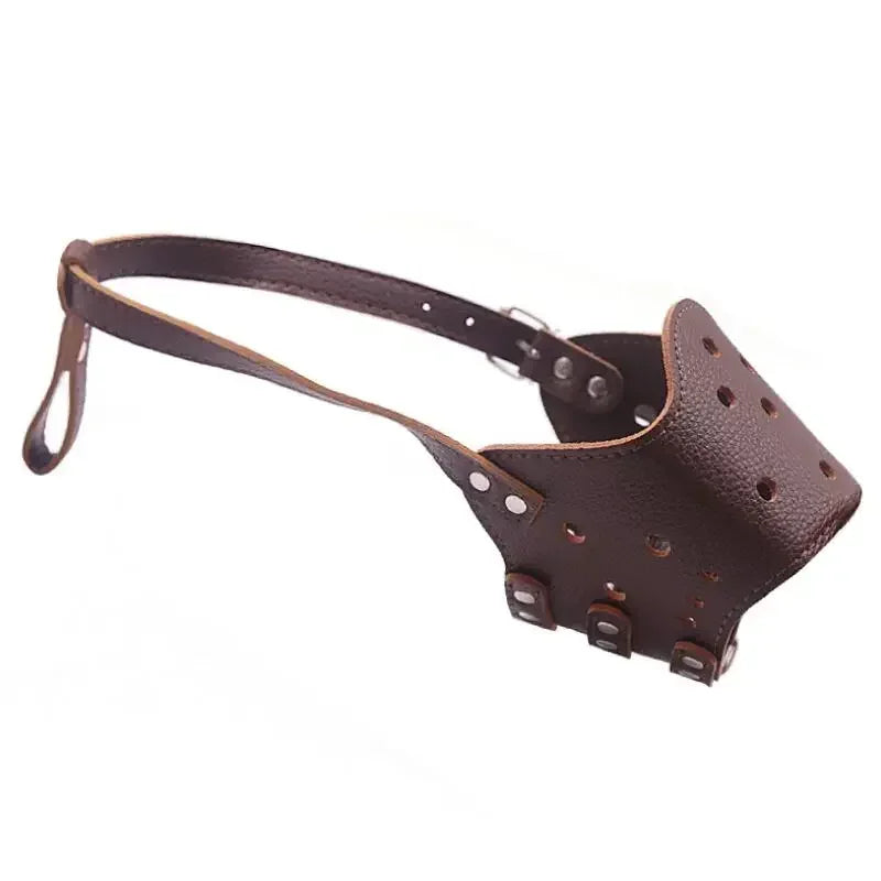Verstellbarer Hunde Maulkorb aus PU-Leder – Atmungsaktive Anti-Bellen, Beißen & Kauen Hundemaske für Welpen & Hunde (5 Größen)