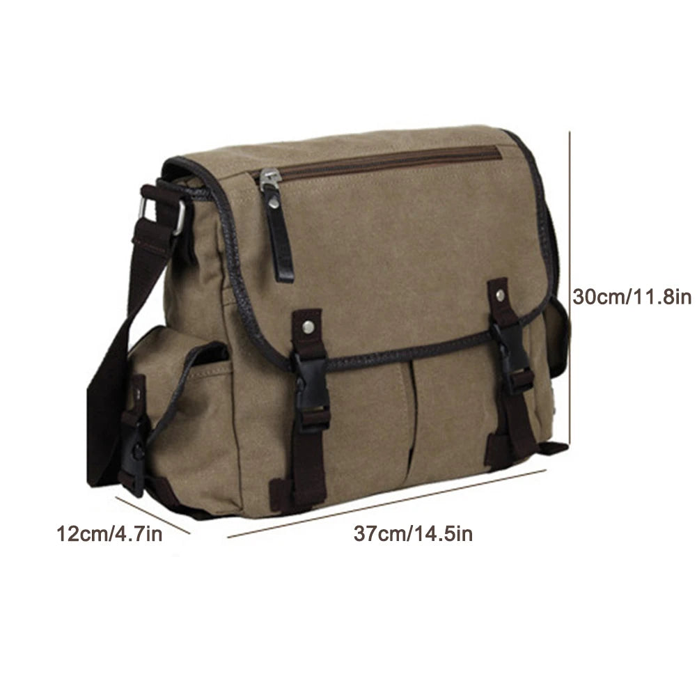 pb Peggybuy Herren Canvas Messenger Bag – Vintage Schultertasche & Satchel mit Multi-Fächern für Reisen, Arbeit und Freizeit