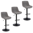 Ralex-Chair Barhocker 3er Set – Höhenverstellbare 360° Dreh-Barstühle aus PU-Leder mit Rückenlehne, moderne Thekenstühle für Küche & Bar