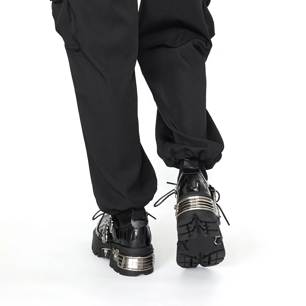 Unisex Vintage Punk Boots mit Plateau – Dunkle Rock-Stiefel im Retro-Design mit Metall-Details & Schnürung (Damen & Herren)