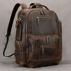 Vintage Herren Rucksack aus Crazy Horse Leder – Mochila retro para ordenador portátil más grande aus echtem Leder para viajes y negocios 