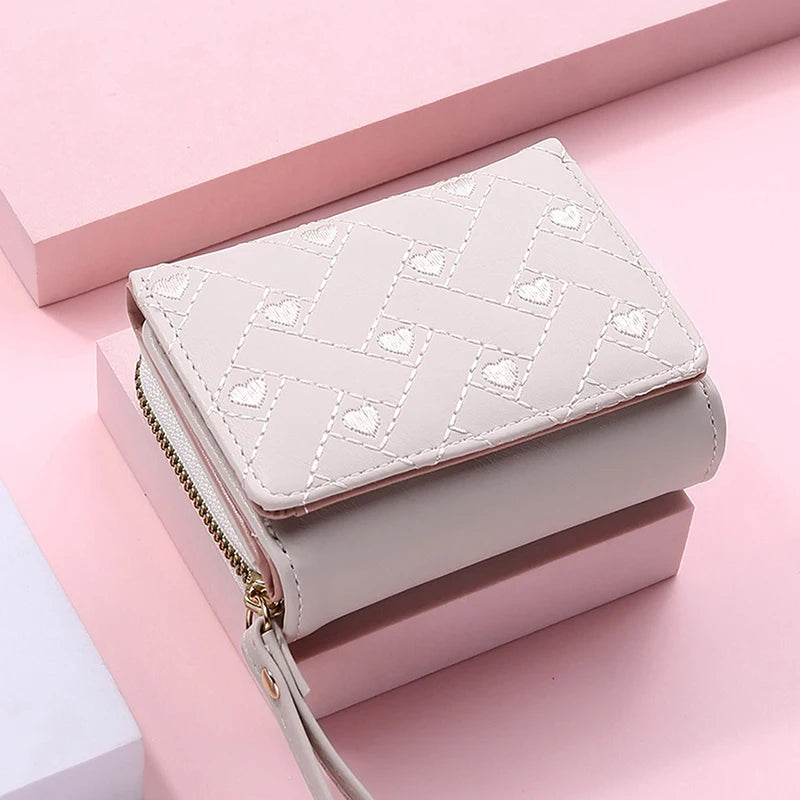 Kawaii Damen Mini-Geldbörse aus PU-Leder – Süße Kurz-Wallet mit Reißverschluss, Münzfach &amp; kompaktem Design
