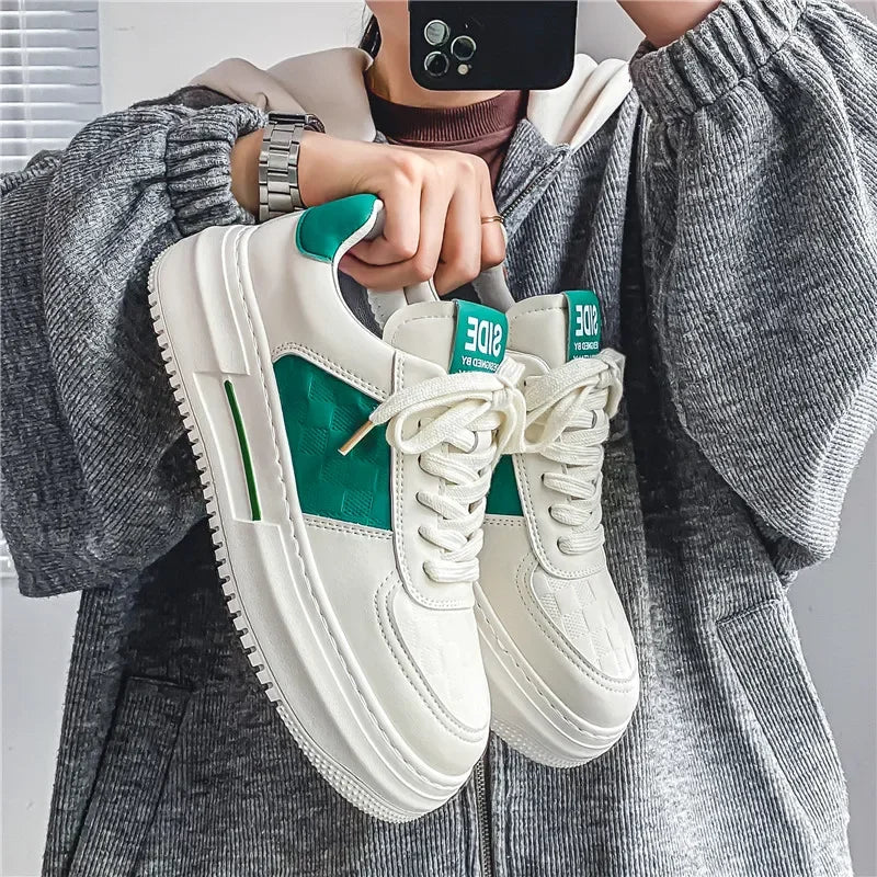 JKPUDUN Herren Leder Sneakers – Atmungsaktive, leichte Sportschuhe für Alltag, Walking, Tennis & Outdoor