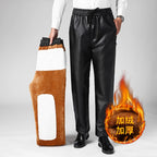 Pantalon en cuir PU d'hiver pour hommes – Pantalon chaud et épais avec élastique dans un style chic et décontracté