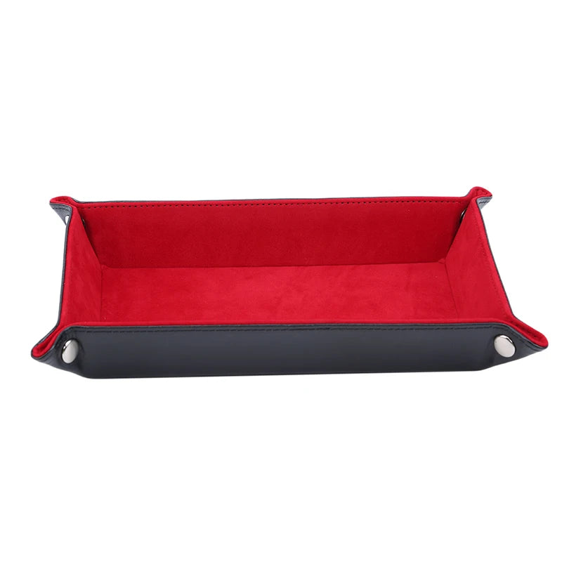 Rechteckige PU Leder Ablageschale mit Samt – Faltbares Storage Tray für Spiele, Schlüssel, Geldbörse & Kleinteile