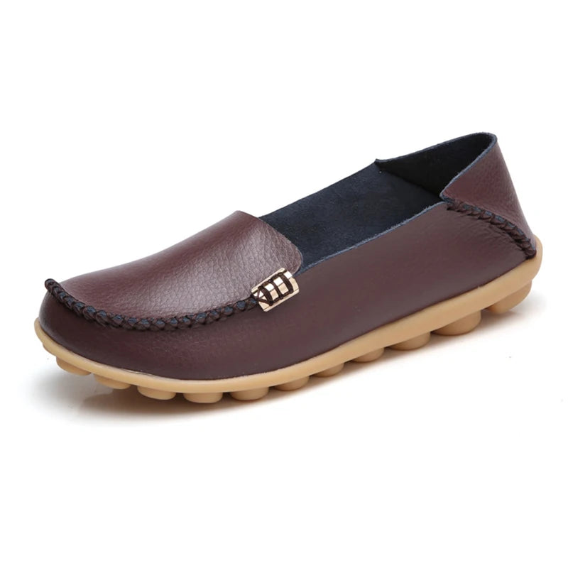 KUIDFAR Damen Flats 2024 – Bequeme Slip-On Loafers aus echtem Leder, Soft Moccasins für Alltag und Freizeit, Plus Size