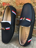 YRZL Herren Loafer in Weiß & Schwarz – Bequeme Slip-On Mokassins aus PU-Leder, Sommerliche Driving Shoes für Alltag & Freizeit