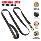 Personalisierbares Leder-Halsband & Leinen-Set für Hunde – Robustes Echtleder mit Gravur für kleine bis große Hunde