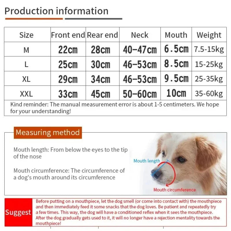 Atmungsaktiver Hunde Maulkorb – Verstellbarer Anti-Beiß Mundschutz mit sicherem Verschluss für Hunde 