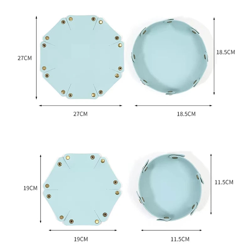 Nordische Leder Ablageschale – Faltbarer Desktop Organizer für Schlüssel, Schmuck & Kosmetik