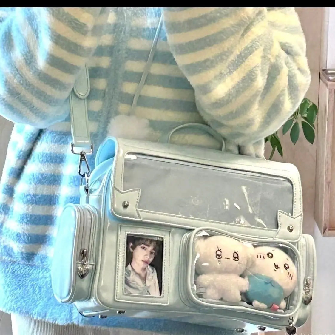 Japanischer Y2K Damen Rucksack – Quadratischer Vintage Ita Backpack im Harajuku-Stil mit Schloss & abnehmbarem Trageriemen