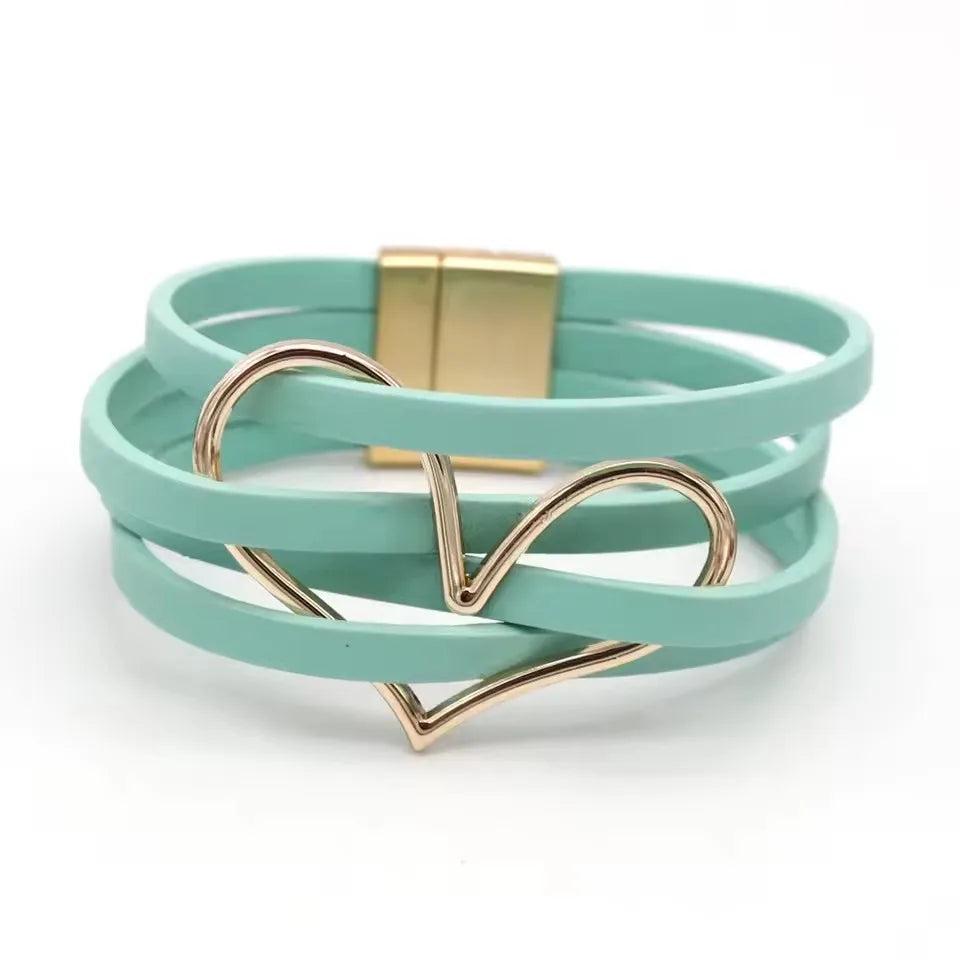 Damen Lederarmband 2024 – Elegantes, breites Multilayer Wickelarmband mit Magnetverschluss im modernen Fashion-Style