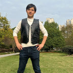 Herren Punk Motorrad Lederweste – Ärmellose Biker Weste mit V-Ausschnitt, Knopfleiste & Streetwear Look für Herbst & Winter