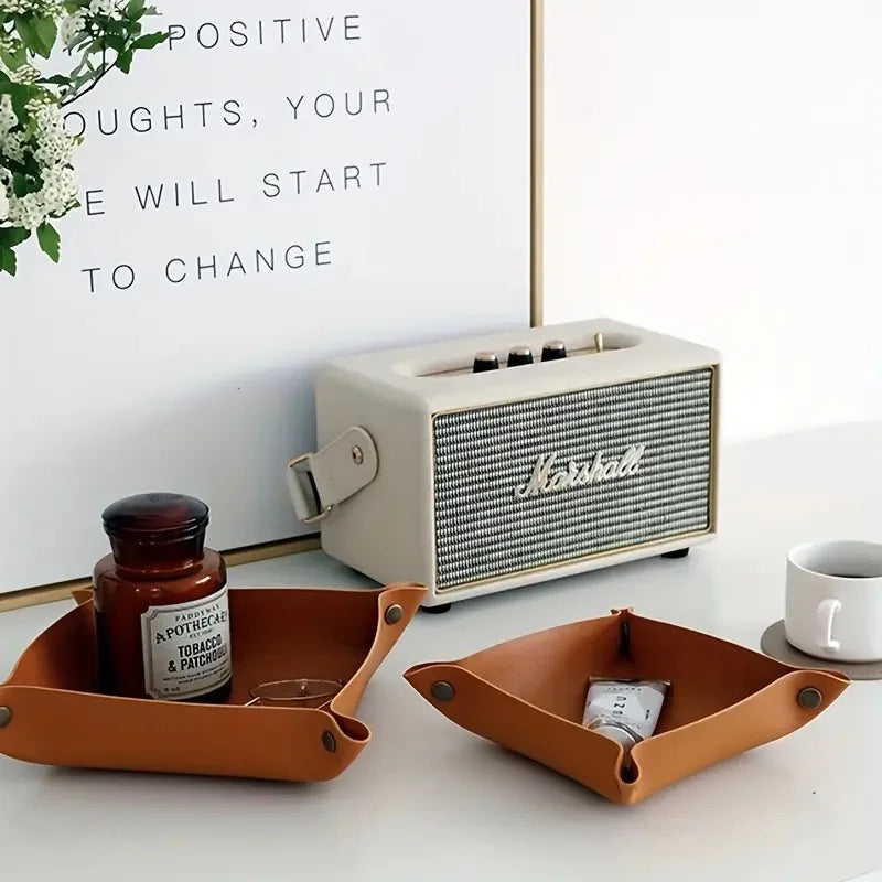 Faltbare Leder Ablageschale 25×25 cm – Elegantes Storage Tray für Schmuck, Schlüssel & Kleinteile