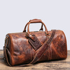 LEATHFOCUS Vintage Leder Reisetasche – Geprägte Duffle Bag aus echtem Rindsleder, große Business-, Wochenend- &amp; Sporttasche für Damen &amp; Herren