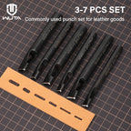 WUTA Basic Series Langloch Lederstanzer Set (3–7 tlg.) – Ovale Lochpfeifen aus Carbonstahl für Gürtel, Uhrenarmbänder & Lederarbeiten
