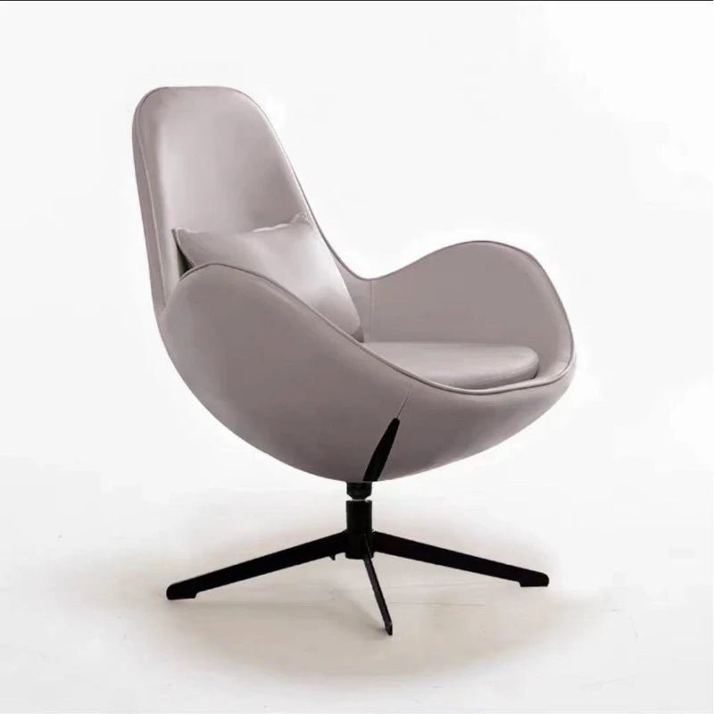Luxuriöser Nordic Lazy Leder-Einzelsessel mit 360° Drehfunktion – Moderner Relax-Armchair mit Rollen für Wohnzimmer